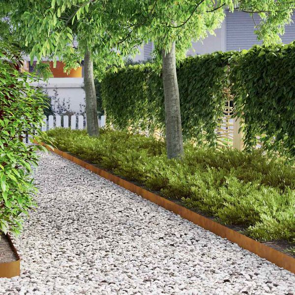 vidaXL Garden Lawn Edging Rusty 450 x 10 cm Weathering steel