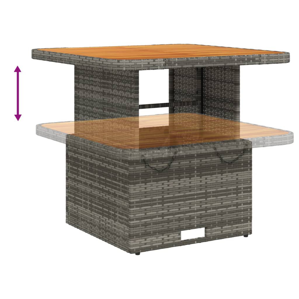 vidaXL 3 Piece Garden Dining Set with Cushions Grey Poly Rattan