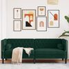 vidaXL Chesterfield Sofa with Bolsters 3-Seater Dark Green Velvet