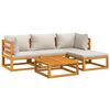 vidaXL 5 Piece Garden Lounge Set with Light Grey Cushions Solid Wood