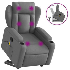 vidaXL Stand up Massage Recliner Chair Dark Grey Fabric