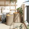 vidaXL Garden Side Tables 2 pcs with Wooden Top Beige Poly Rattan