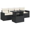 vidaXL 5 Piece Garden Sofa Set with Cushions Black Poly Rattan