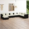 vidaXL 8 Piece Garden Lounge Set with Cushions Poly Rattan Black