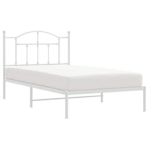 vidaXL Metal Bed Frame without Mattress with Headboard White 100x190cm