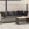 vidaXL Garden Sofa with Cushions Grey Poly Rattan