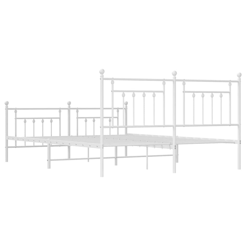 vidaXL Metal Bed Frame without Mattress with Footboard White 183x213cm