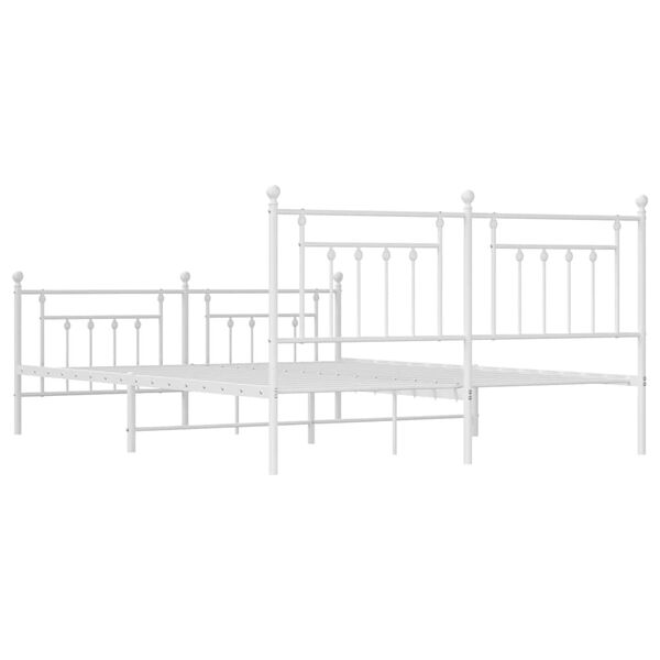 vidaXL Metal Bed Frame without Mattress with Footboard White 183x213cm