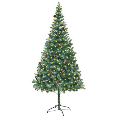 vidaXL Artificial Pre-lit Christmas Tree with Pinecones 210 cm