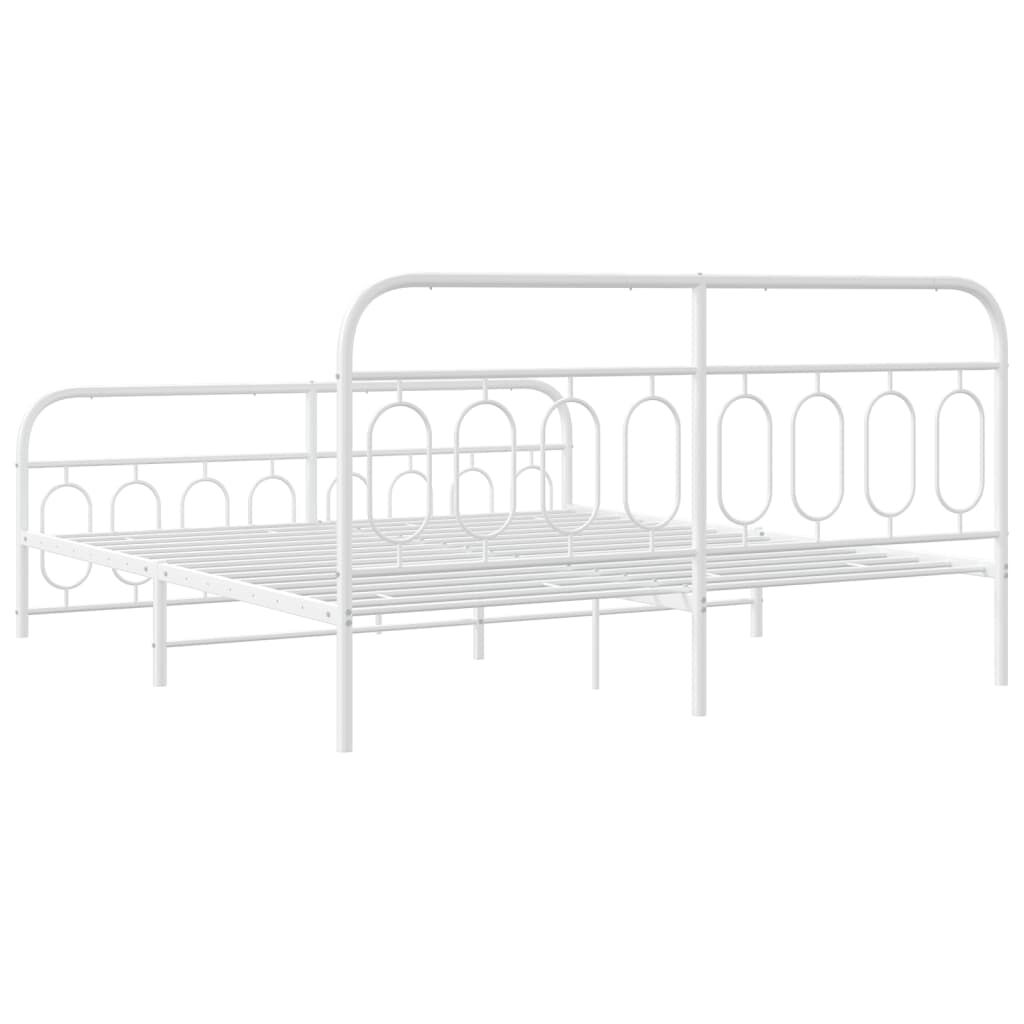 vidaXL Metal Bed Frame without Mattress with Footboard White 193x203cm