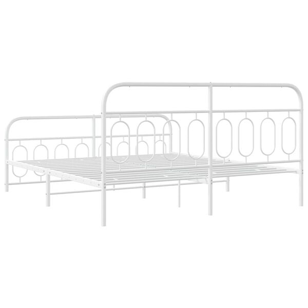vidaXL Metal Bed Frame without Mattress with Footboard White 193x203cm