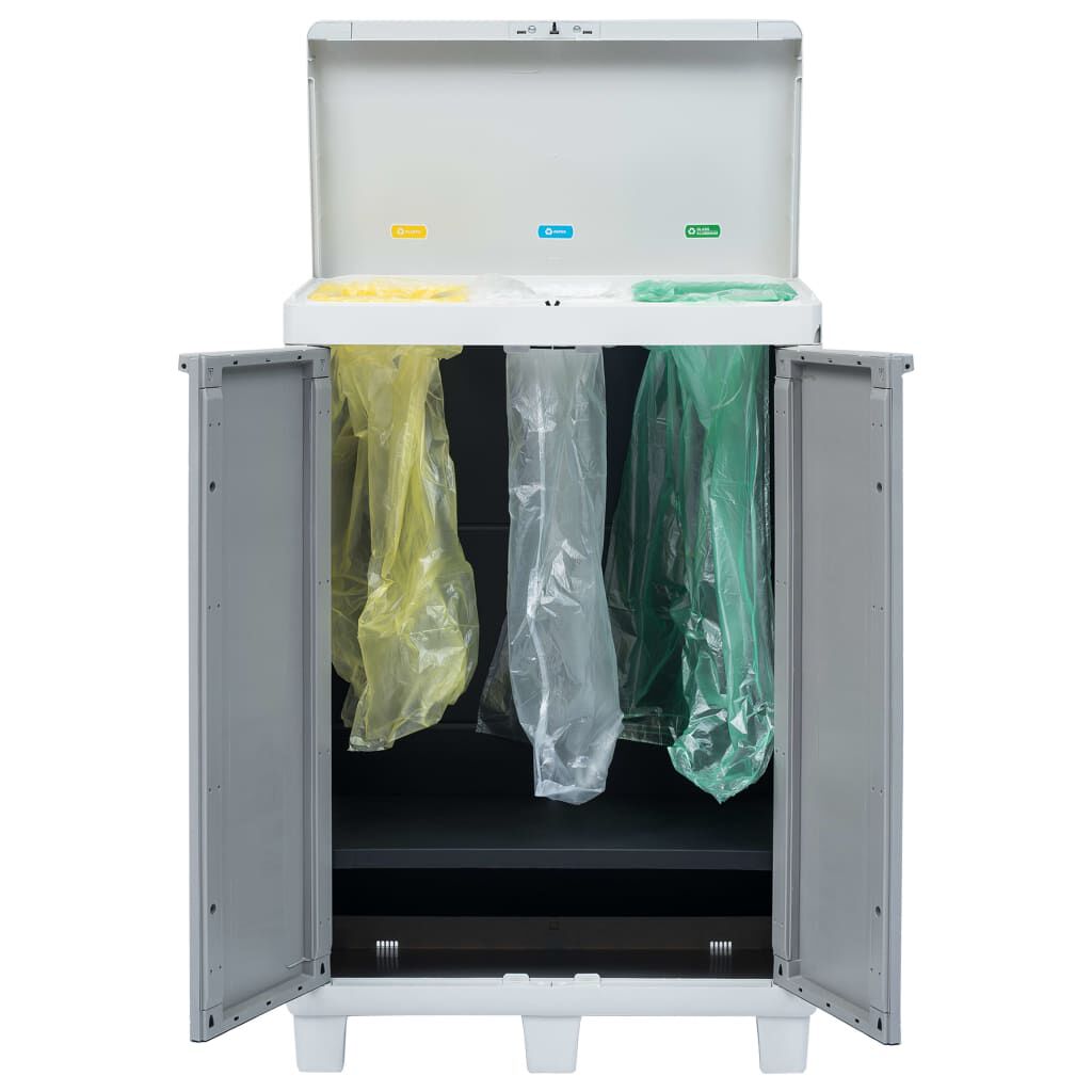 vidaXL Garden Dustbin with 3 Bags Light Grey 65x38x102 cm