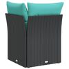 vidaXL Garden Sofa Corner with Cushions Black Poly Rattan