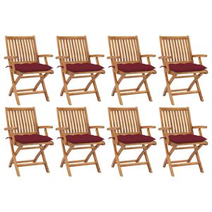 vidaXL Folding Garden Chairs with Cushions 8 pcs Solid Teak Wood