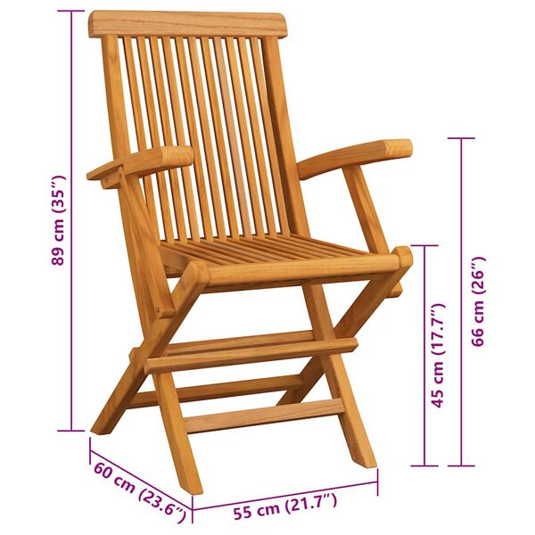 vidaXL Garden Chairs with Taupe Cushions 3 pcs Solid Teak Wood
