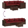 vidaXL 5 Piece Garden Lounge Set with Cushions Brown Poly Rattan