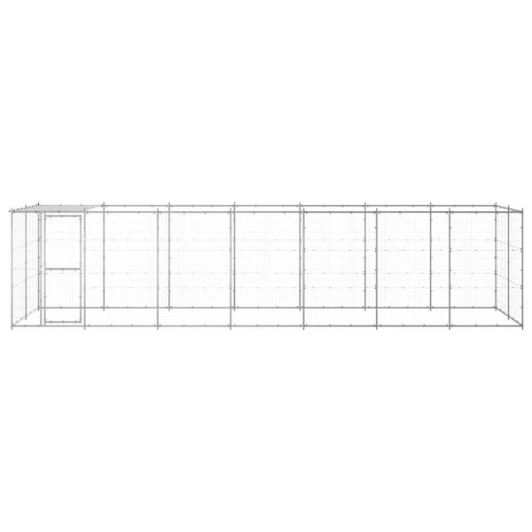 vidaXL Outdoor Dog Kennel Galvanised Steel with Roof 16.94 m&sup2;