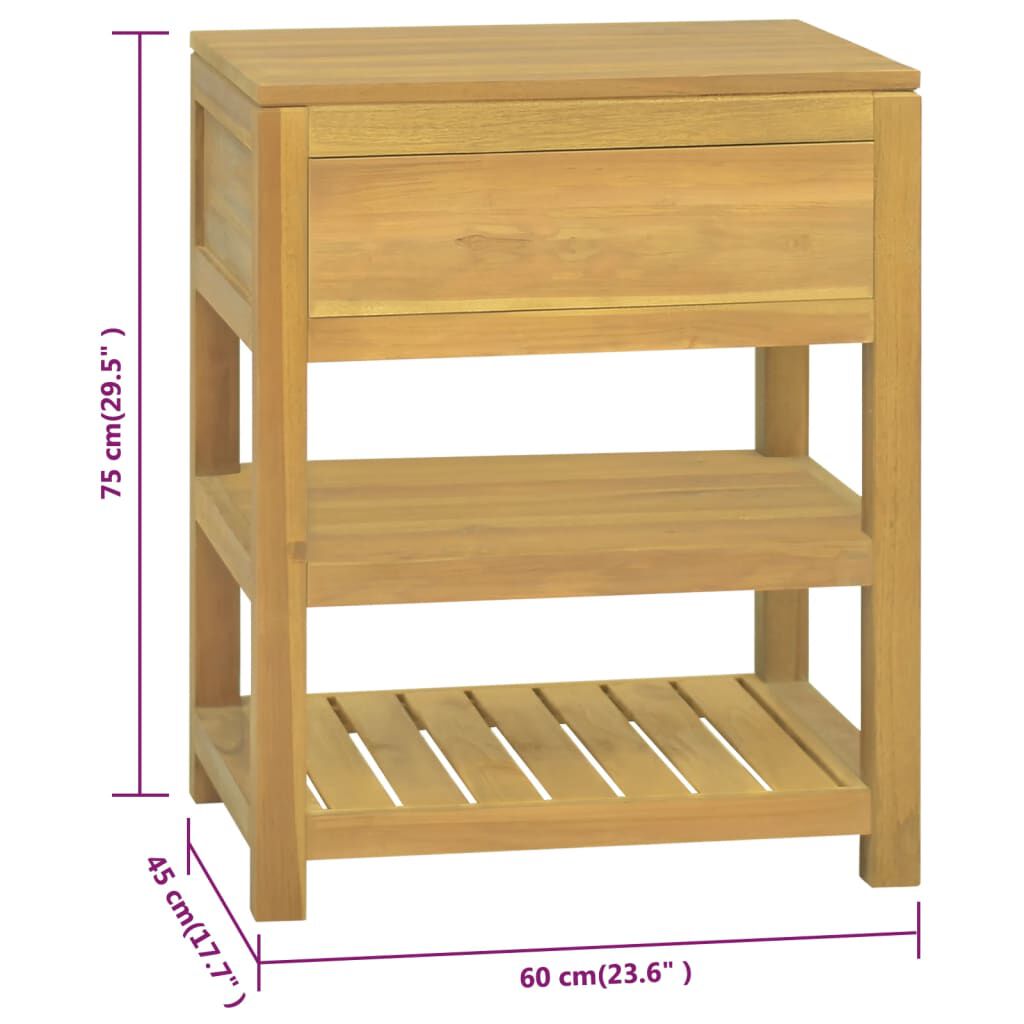 vidaXL Bathroom Cabinet 60x45x75 cm Solid Wood Teak
