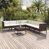 vidaXL 8 Piece Garden Lounge Set with Cushions Poly Rattan Brown