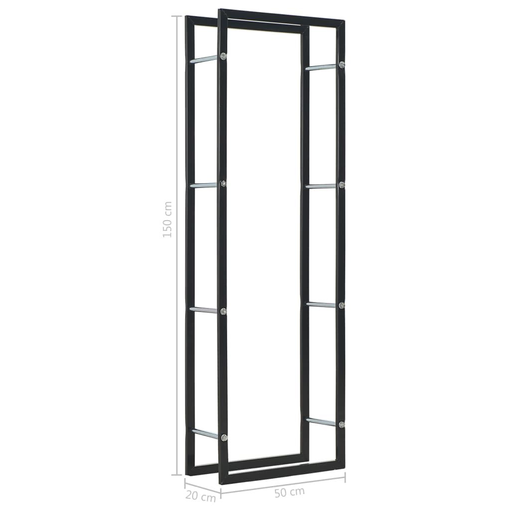 vidaXL Firewood Rack Black 50x20x150 cm Steel
