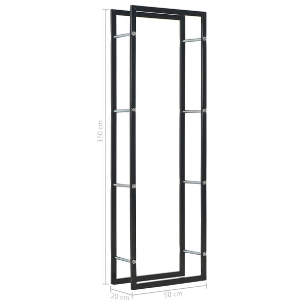 vidaXL Firewood Rack Black 50x20x150 cm Steel