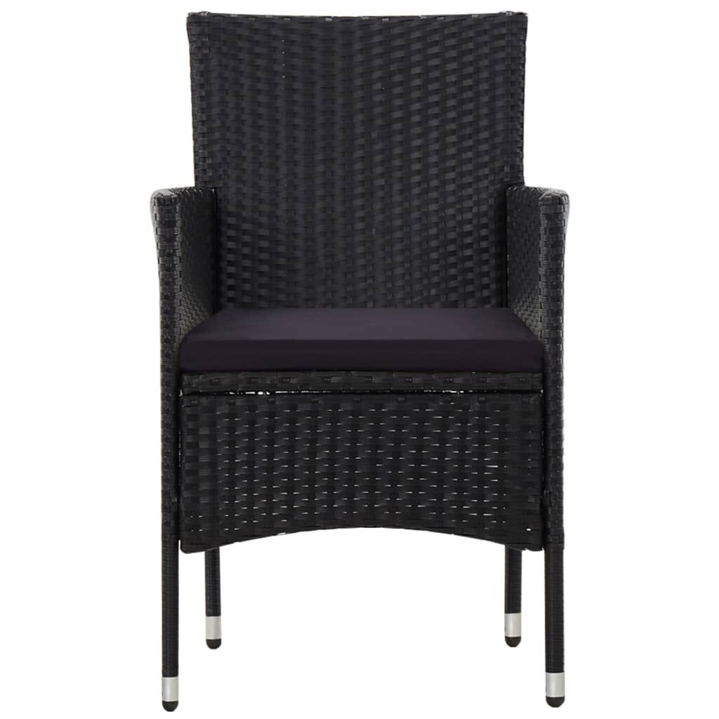 vidaXL 4 Piece Garden Lounge Set with Cushions Poly Rattan Black