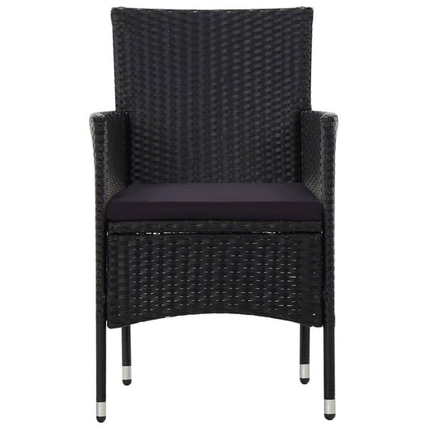 vidaXL 4 Piece Garden Lounge Set with Cushions Poly Rattan Black