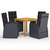 vidaXL 5 Piece Garden Dining Set Black