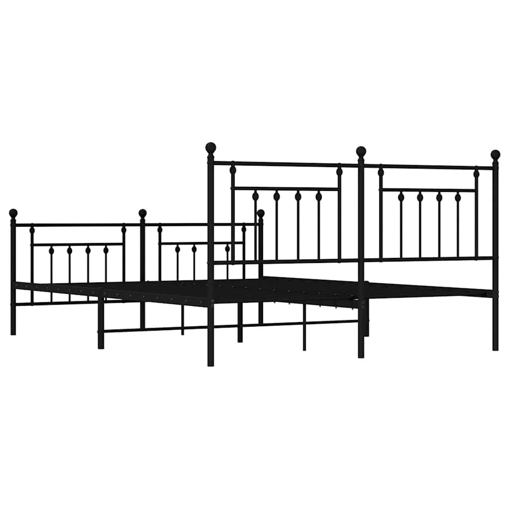 vidaXL Metal Bed Frame without Mattress with Footboard Black 183x213cm