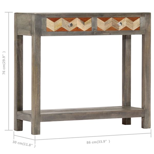 vidaXL Console Table Grey 86x30x76 cm Solid Mango Wood