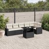vidaXL 7 Piece Garden Sofa Set with Cushions Black Poly Rattan