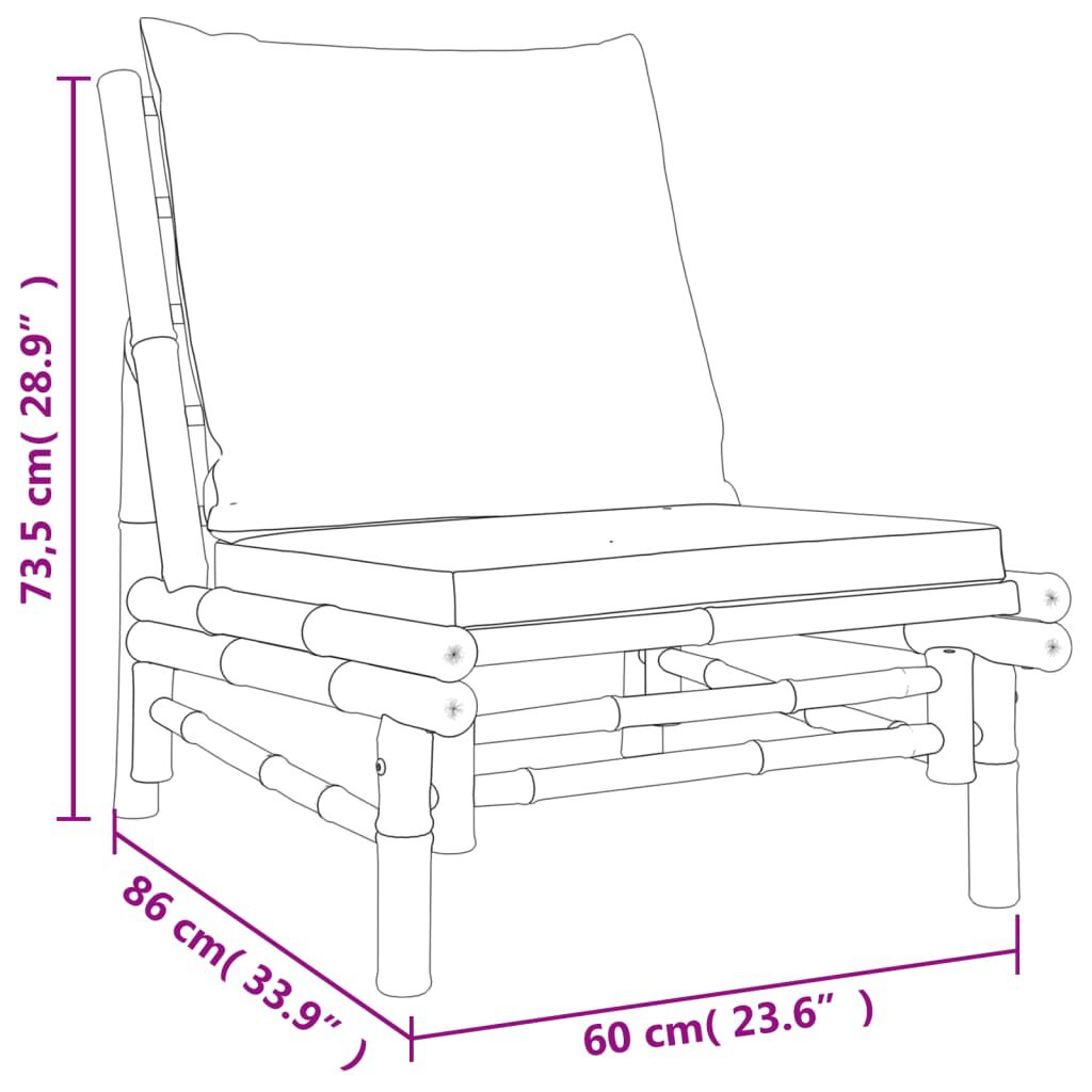 vidaXL 5 Piece Garden Lounge Set with Dark Grey Cushions Bamboo
