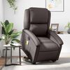 vidaXL Electric Stand up Massage Recliner Chair Dark Brown Real Leather