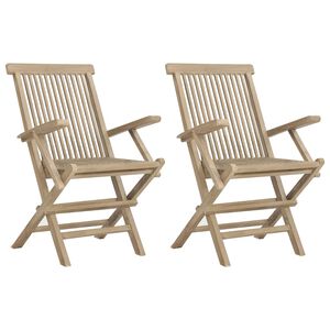 vidaXL Folding Garden Chairs 2 pcs Grey 56x61x89 cm Solid Wood Teak
