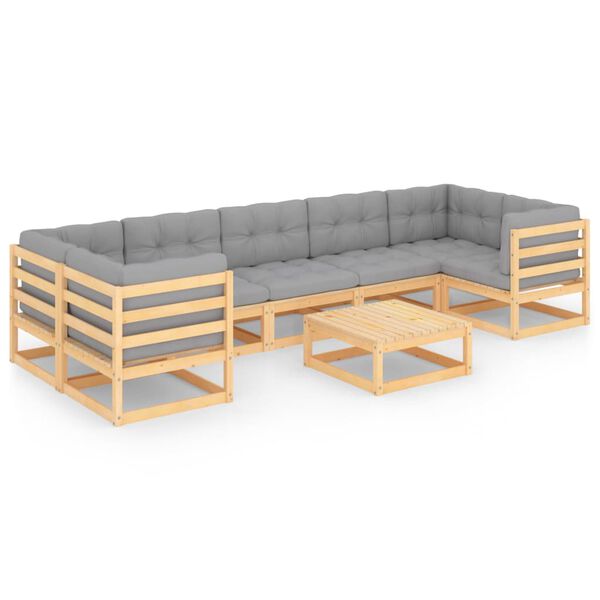 vidaXL 8 Piece Garden Lounge Set with Cushions Solid Pinewood