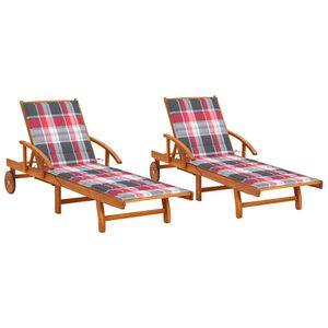 vidaXL Sun Loungers 2 pcs with Cushions Solid Acacia Wood