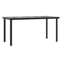 vidaXL Garden Dining Table Black 160x80x74cm Steel and Tempered Glass