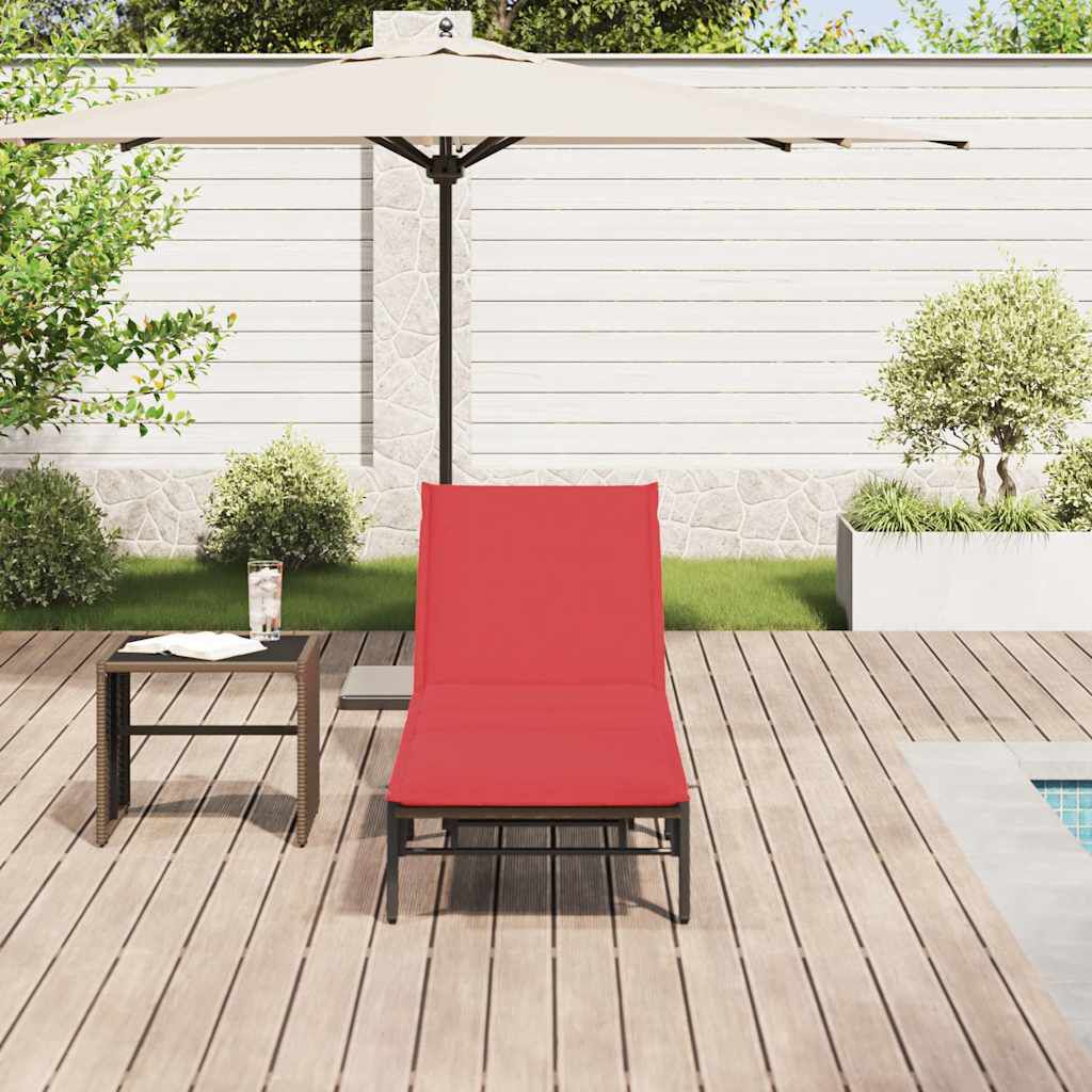 vidaXL Sun Lounger with Cushion Brown Poly Rattan