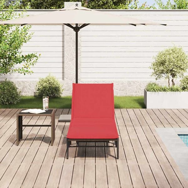 vidaXL Sun Lounger with Cushion Brown Poly Rattan