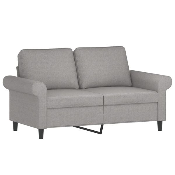 vidaXL 2-Seater Sofa with Pillows&Cushions Light Grey 120 cm Fabric