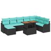 vidaXL Garden Sofa Set with Cushion 9 pcs Black and blue