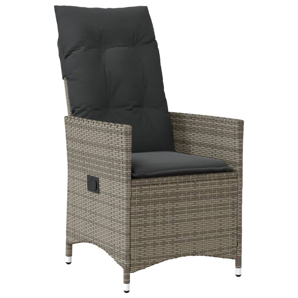 vidaXL 7 Piece Garden Dining Set with Cushions Grey Poly Rattan