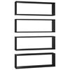 vidaXL Wall Cube Shelf 4 pcs Black 80x15x26.5 cm Engineered Wood