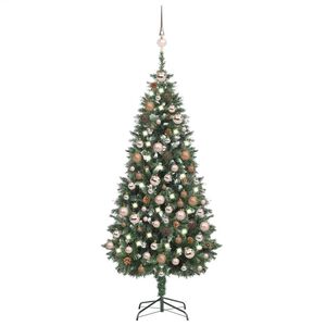 vidaXL Artificial Pre-lit Christmas Tree with Ball Set&Pine Cones 180 cm