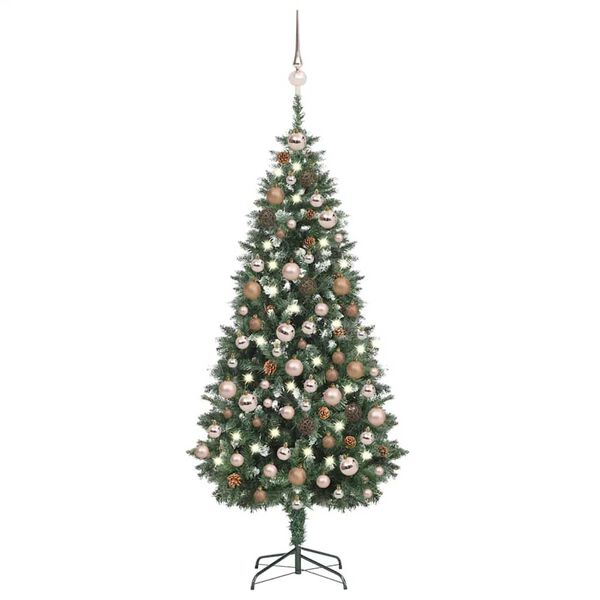 vidaXL Artificial Pre-lit Christmas Tree with Ball Set&Pine Cones 180 cm