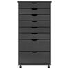 vidaXL Rolling Cabinet with Drawers MOSS Grey Solid Wood Pine