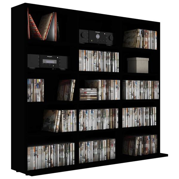 vidaXL CD Cabinet Black 100x23x89.5 cm Engineered Wood