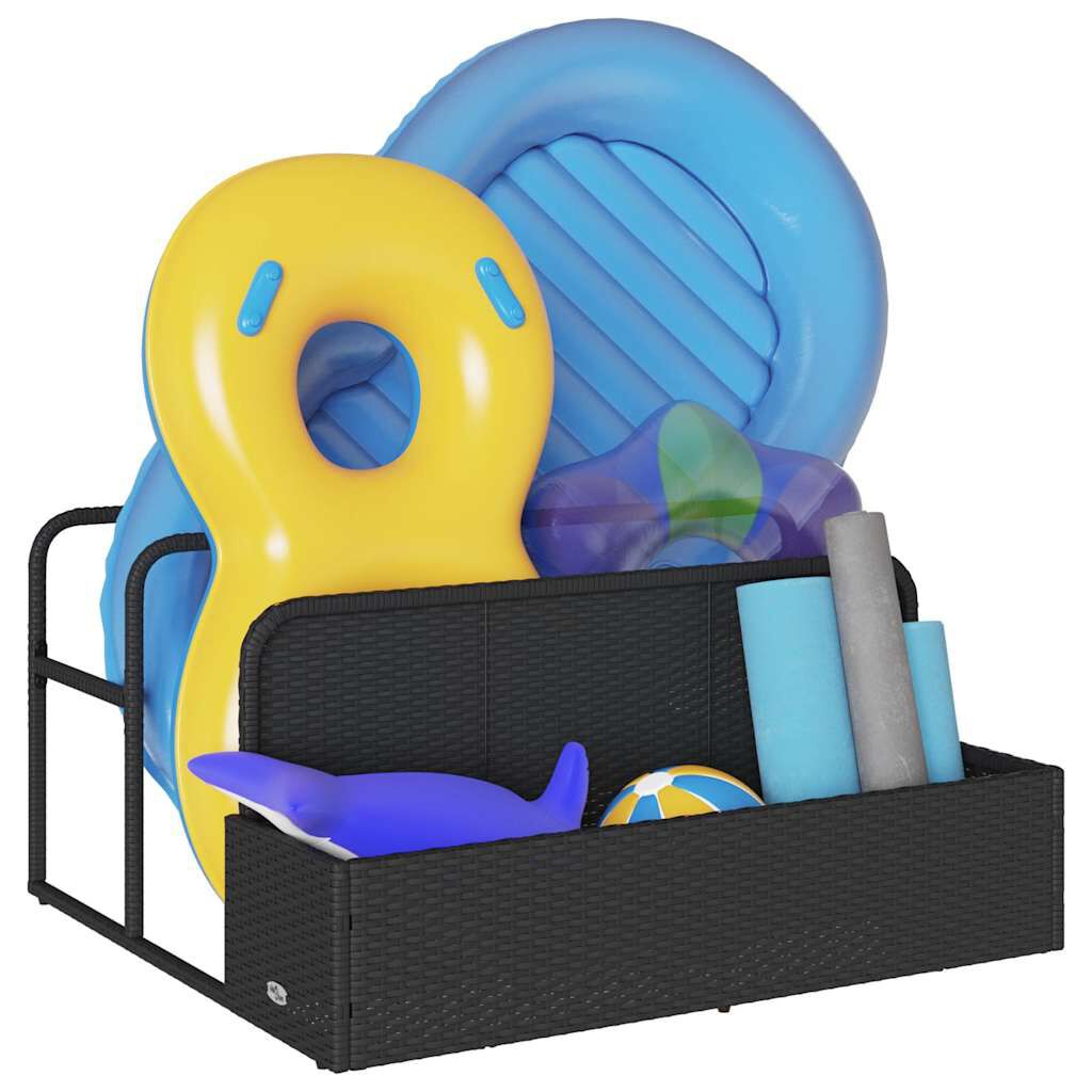 vidaXL Poolside Float Storage Black 110x100x57 cm Poly Rattan
