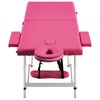 vidaXL Foldable Massage Table 2 Zones Aluminium Pink