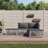 vidaXL 4 Piece Garden Lounge Set with Cushions White Steel